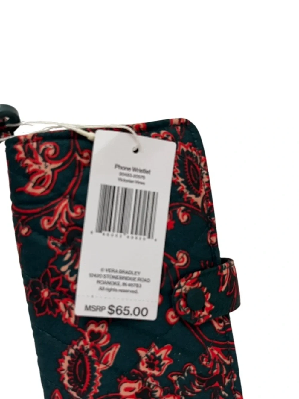 NWT Vera Bradley Floral Quilted Phone Wallet Removable Wristlet Strap Green Red